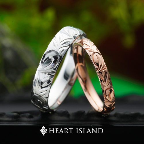 ハートアイランドの結婚指輪でトロピカルスクロール