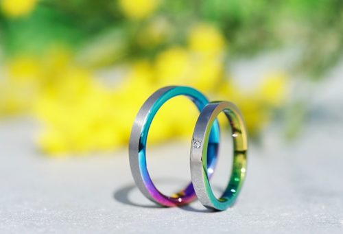 結婚指輪ソラ、アレルギーフリー、スロープ、素材カスタム、