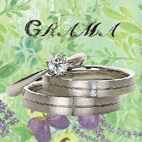 グラマ婚約指輪と結婚指輪のカモミール