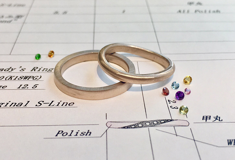 ラフ確認ができるオーダーメイドの結婚指輪