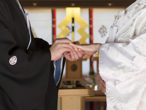 神前結婚式の指輪交換