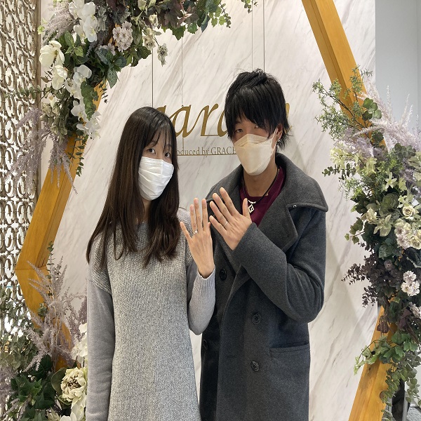 滋賀県東近江市｜gardenオリジナルの婚約指輪・プロミスリングの結婚指輪をご成約頂きました