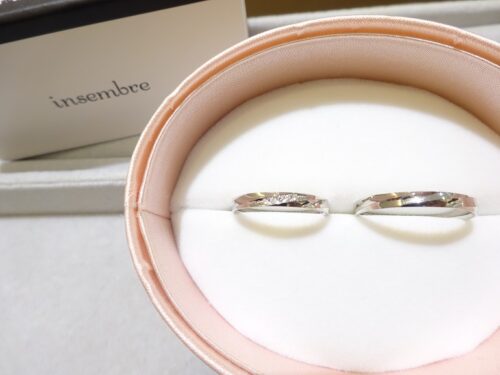 大阪府熊取町 ロマンチックなコンセプトで人気なブランド「インセンブレ」の結婚指輪をご成約いただきました