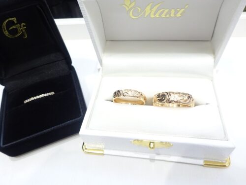 大阪府泉南市 本場ハワイの手彫りが美しいハワイアンジュエリー(maxi)の結婚指輪をご成約いただきました