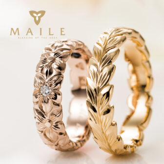 garden和歌山で個性的なハワイアンジュエリー結婚指輪ブランドのマイレのゴールドリングデザイン