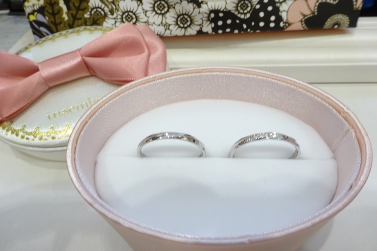 和歌山県・和歌山市｜鍛造製法（たんぞうせいほう）のシンプルがいいインセンブレの結婚指輪をご成約されたお客様です