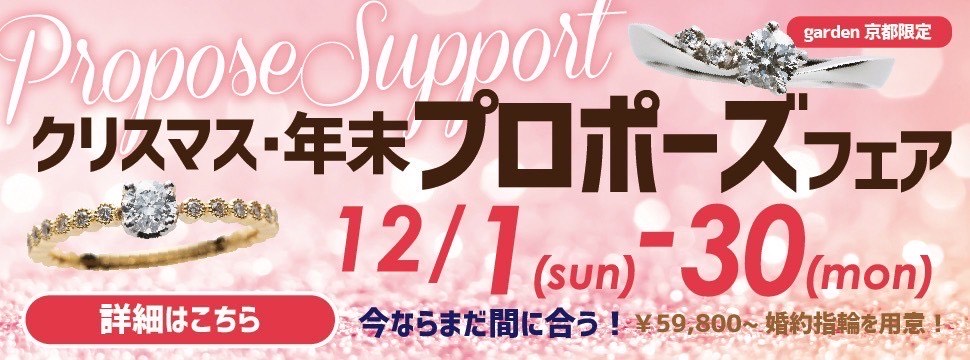 今ならまだ間に合う！クリスマス・年末プロポーズフェア開催！12/1～12/30限定