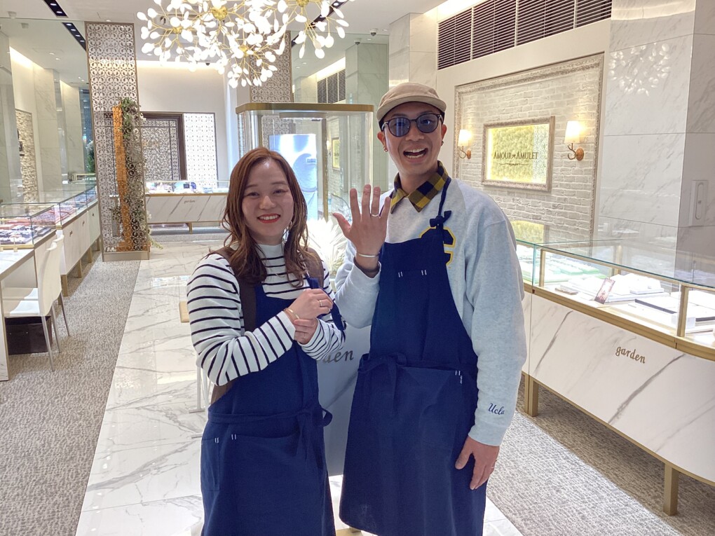 茨城県よりご来店 ゼクシィ人気No.1のgarden京都で手作り指輪・バングルを作成頂きました