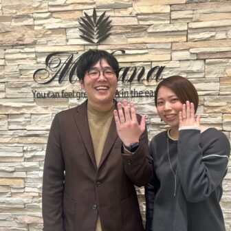 京都向日市 ハワイアンジュエリーマカナの結婚指輪を試着させてもらっているうちに愛着が湧いてご成約