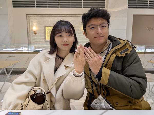 中国・上海｜プラチナ純度99.9パーセントの特許素材使用のパイロットブライダルの結婚指輪をご成約いただきました