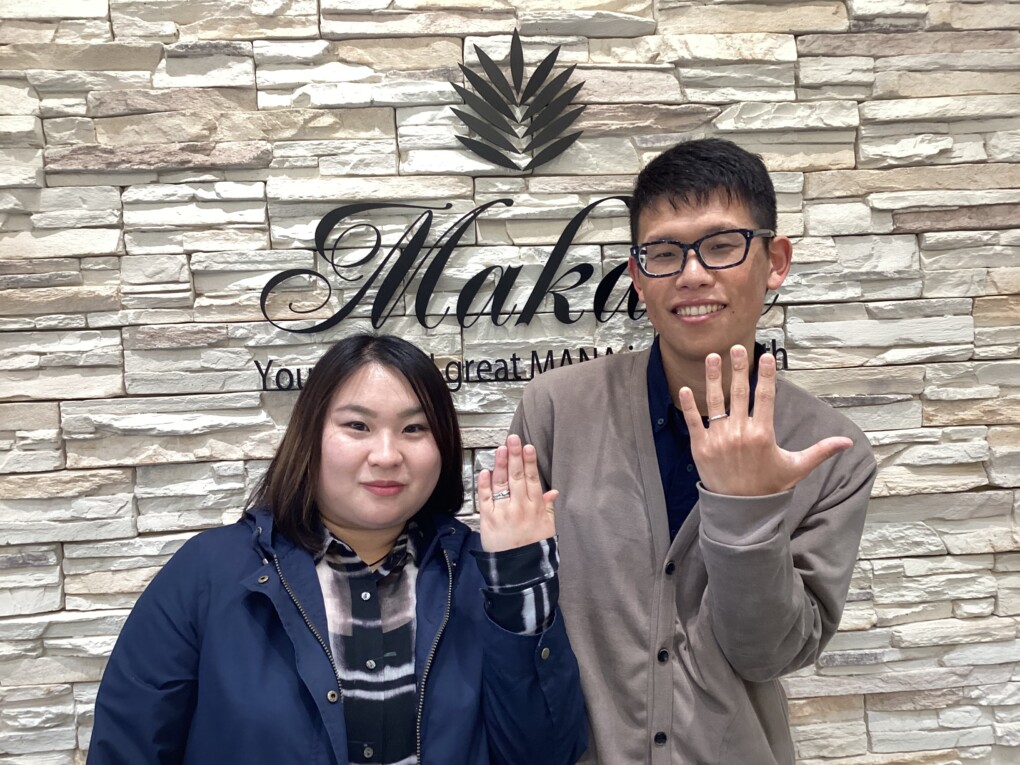 滋賀県長浜市・栗東市よりご来店 ハワイアンジュエリーブランドMakanaマカナの婚約・結婚指輪をオーダー頂きました