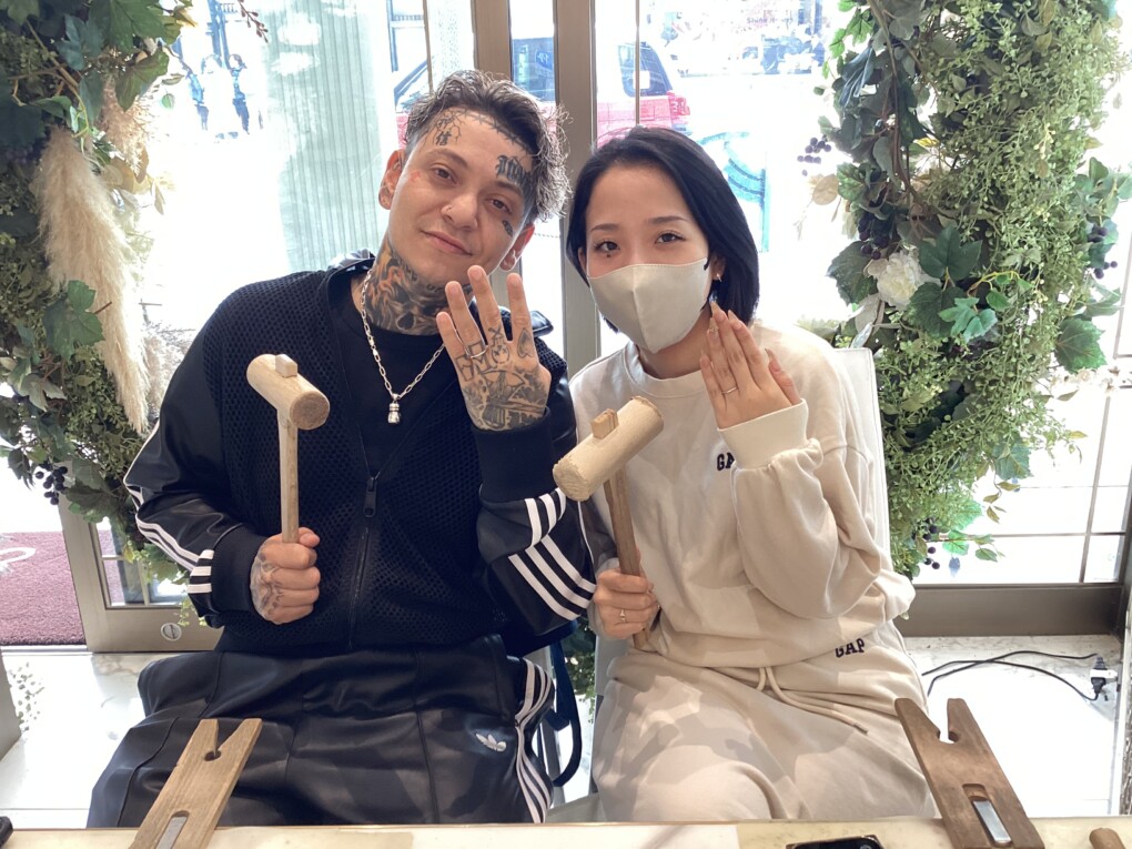 滋賀県甲賀市・大津市よりご来店 即日持ち帰りできる手作り指輪（結婚）を作成頂きました