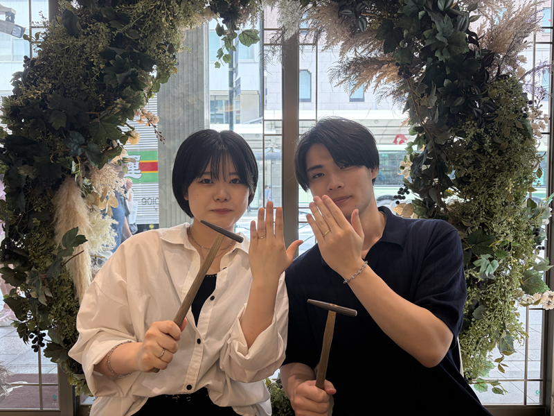 神奈川県川崎市・大阪府大阪市からご来店　手作り指輪（ペアリング）体験いただきました