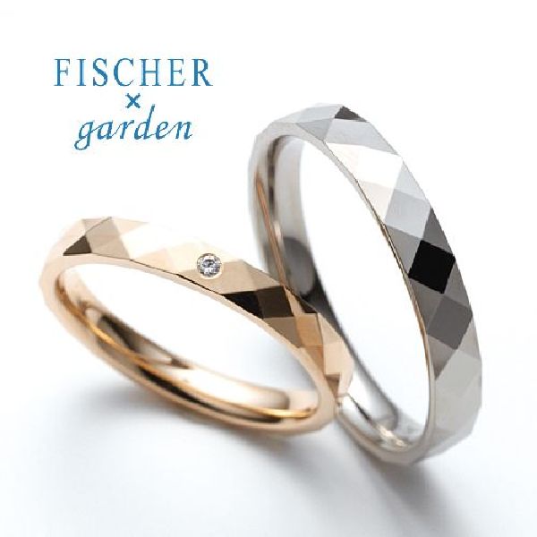 個性的な結婚指輪　ミラーボールのようなカッティングのFISCHERのリング