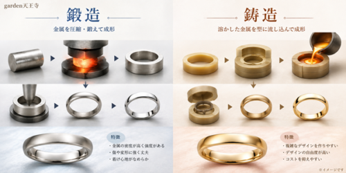 鍛造 鋳造 結婚指輪 garden天王寺