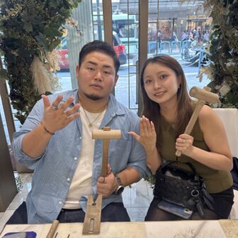 京都市 ・宇治市よりご来店のお二人様 手作り指輪（ペアリング）体験いただきました